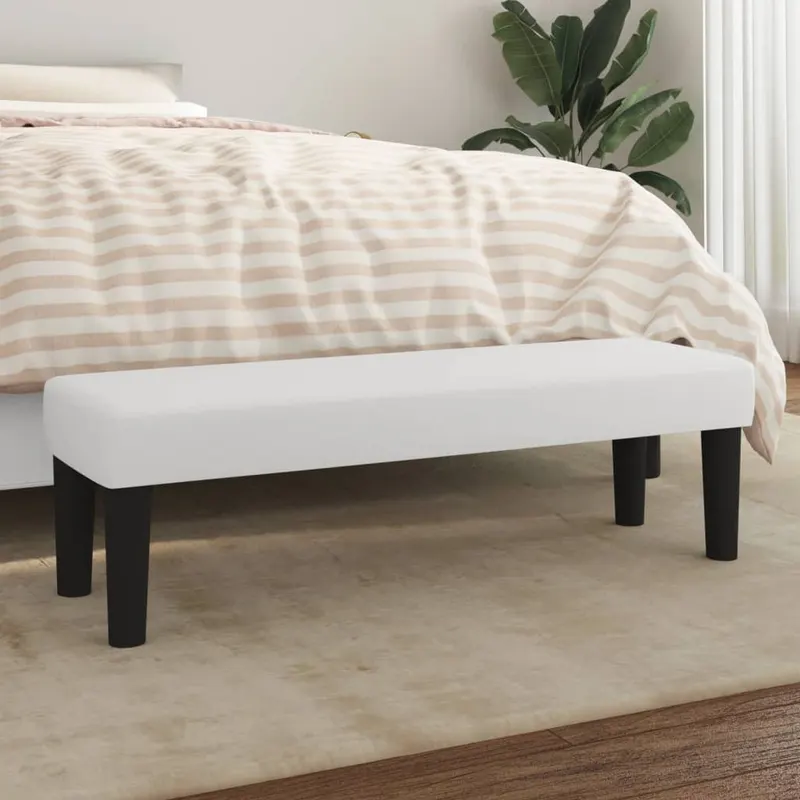 banca, alb, 100x30x30 cm, piele ecologica