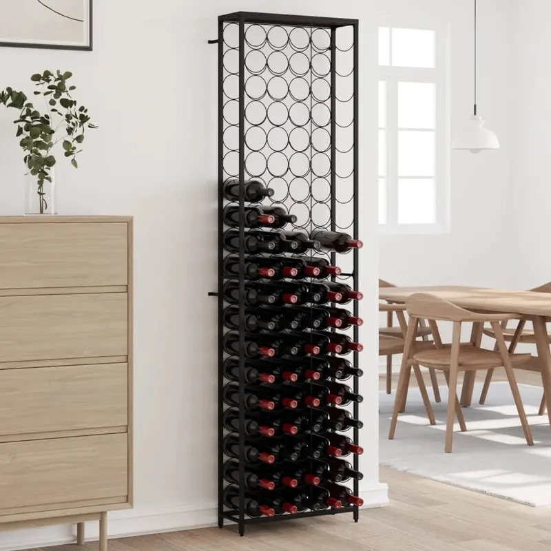 suport sticle vin, 95 de sticle negru 54x18x200 cm fier forjat
