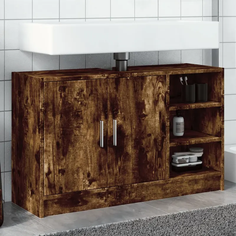 dulap de chiuveta, stejar fumuriu, 90x29x55 cm, lemn prelucrat