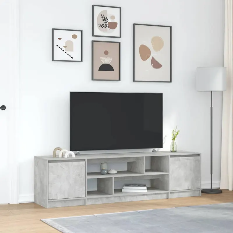 comoda tv, gri beton, 188,5x41x50 cm, lemn prelucrat