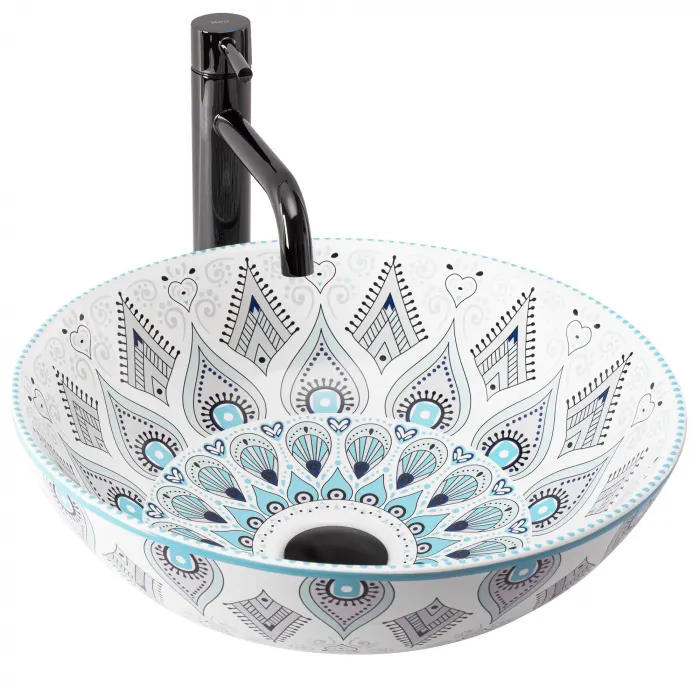 Lavoar pe blat cu model oriental, rotund 40 cm, Rea Mandala