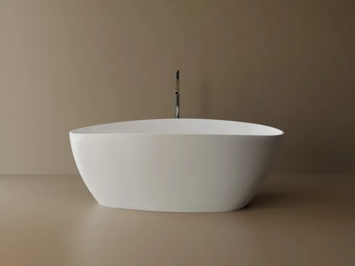 Cada freestanding ovala, compozit alb lucios, 157x70x56 cm Venezia