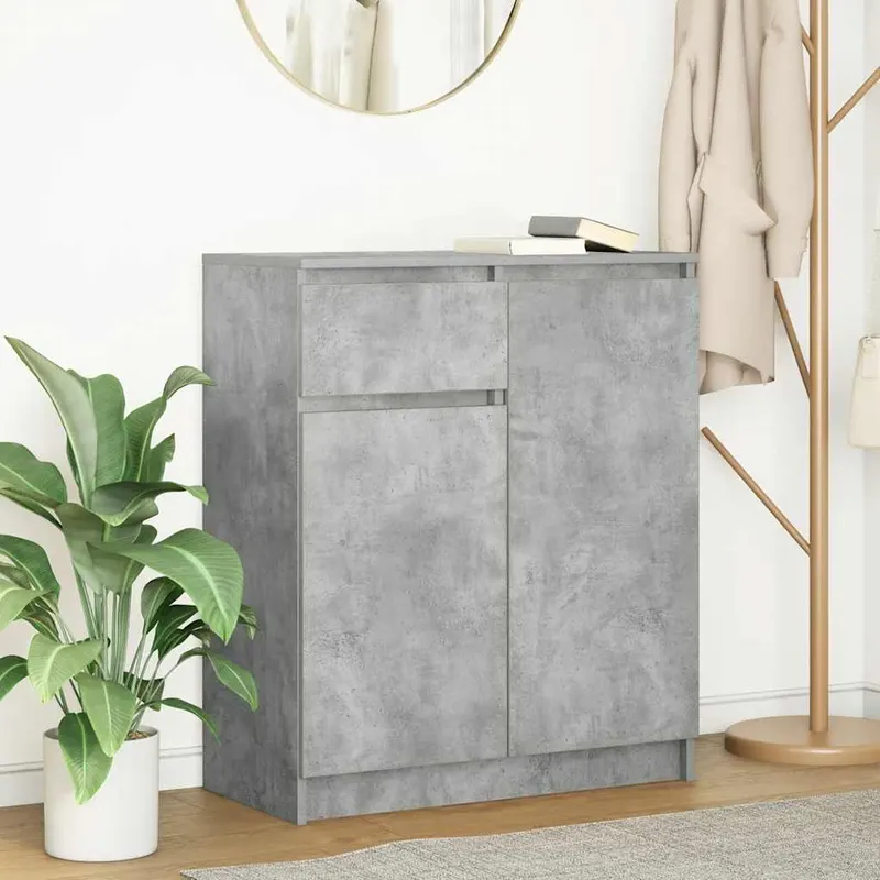 bufeta cu sertar gri beton 71x35x84 cm lemn prelucrat