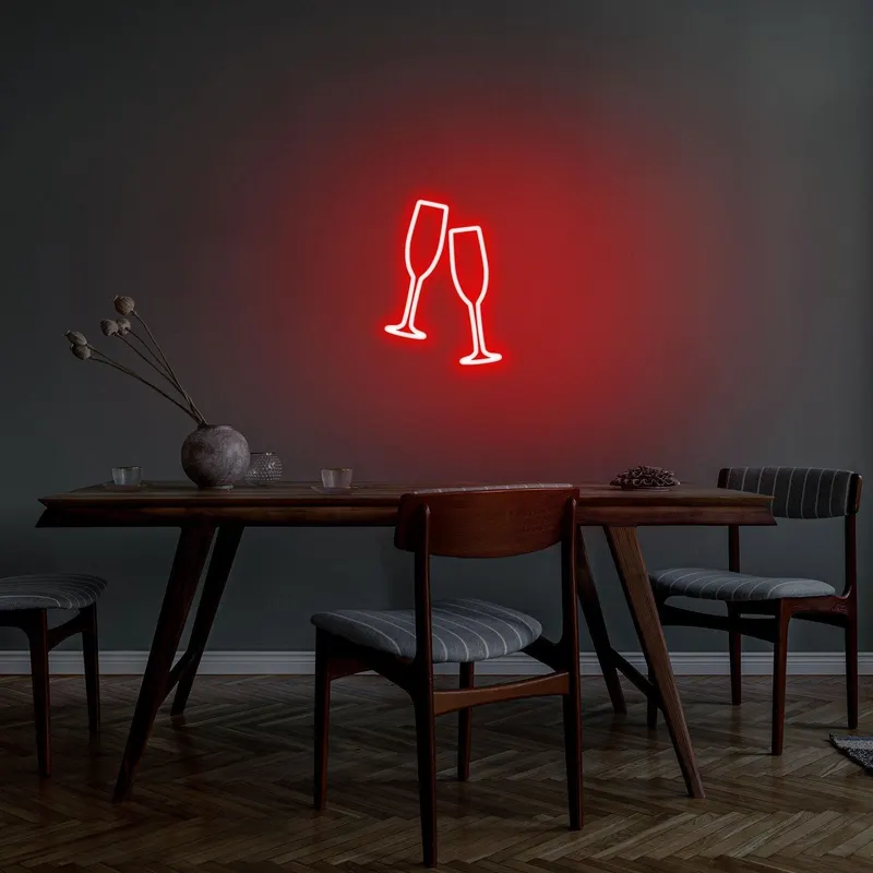 Aplica de Perete Neon Champagne Glasses - Rosu