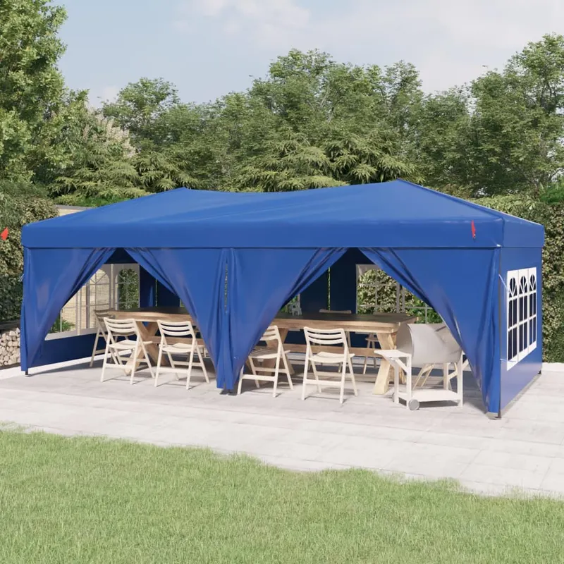 cort pliabil pentru petrecere, pereti laterali, albastru, 3x6 m