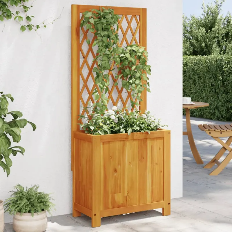 jardiniera cu spalier, 55x29,5x132 cm, lemn masiv acacia