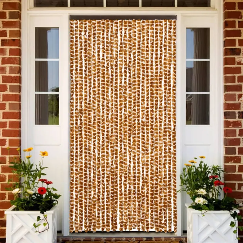 perdea pentru insecte, ocru si alb, 100 x 220 cm, chenille