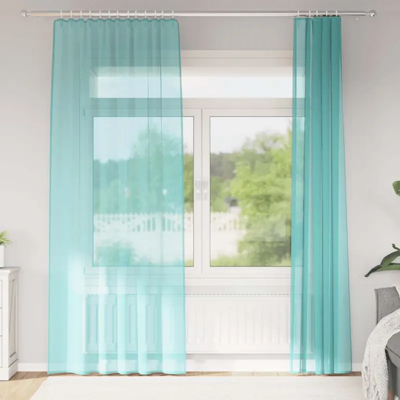 perdele voile cu bucle 2 buc turcoaz 140x245 cm