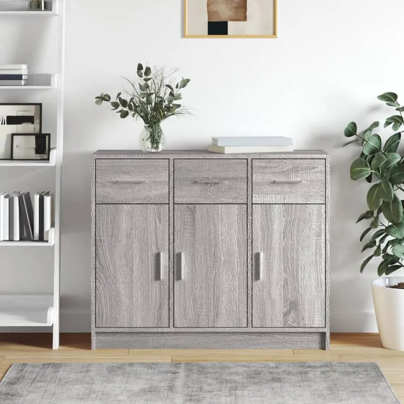 servanta, gri sonoma,91x28x75 cm, lemn prelucrat