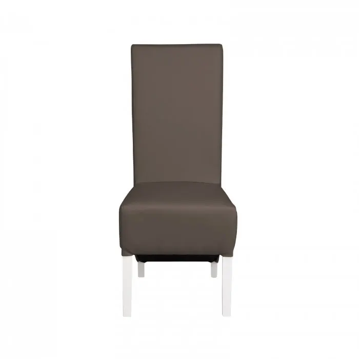 Scaun living VANESSA, picioare lemn alb, piele ecologica gri elefant, 47x60x110 cm