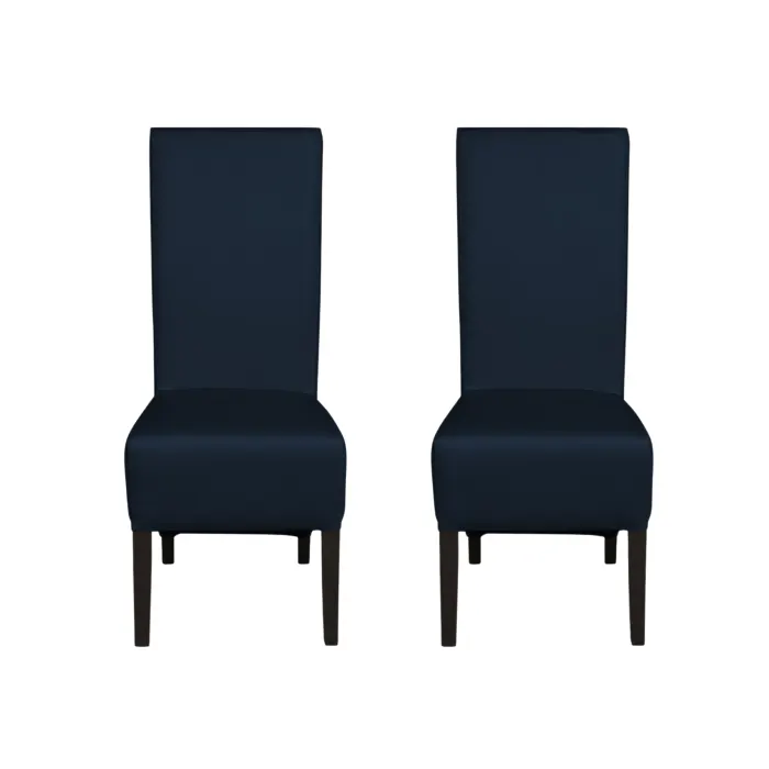 Set 2 scaune living VANESSA, picioare lemn wenge, piele ecologica albastru, 47x60x110 cm