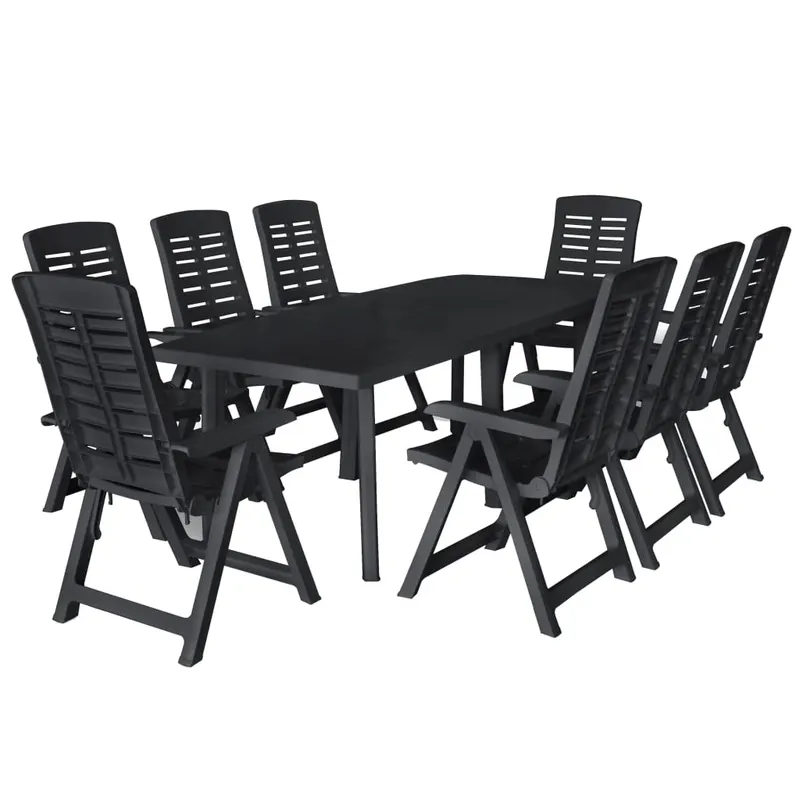 set mobilier de exterior, 9 piese, antracit, plastic