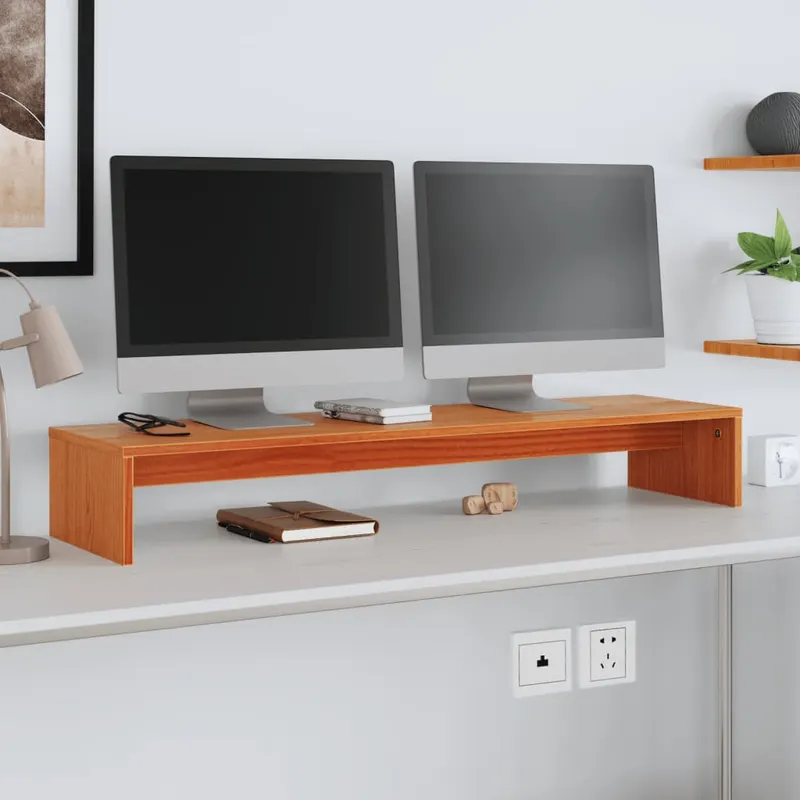 suport pentru monitor, maro ceruit, 100x27x15cm, lemn masiv pin