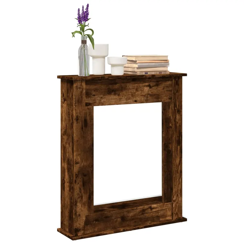 masca de semineu, stejar fumuriu 75x20x87,5 cm, lemn prelucrat