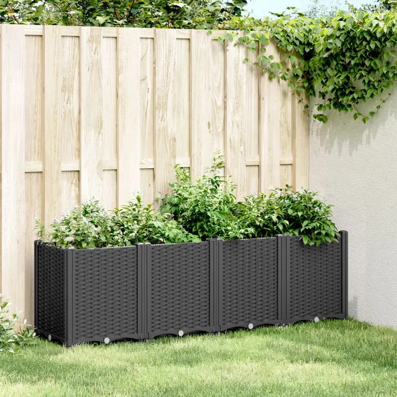 jardiniera de gradina, negru, 160x40x53 cm, pp