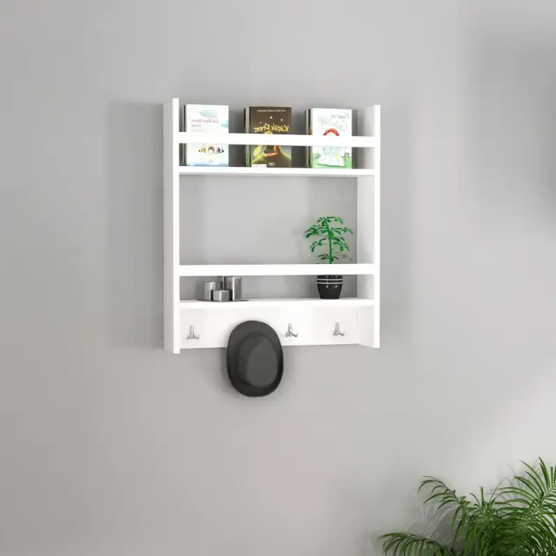 Etajera functionala cu agatatori Harley , 53.6 x 60 x 14.5 cm, alb