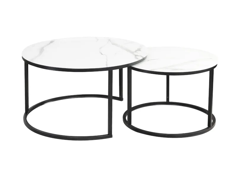 Set 2 masute de cafea ATLANTA WHITE
