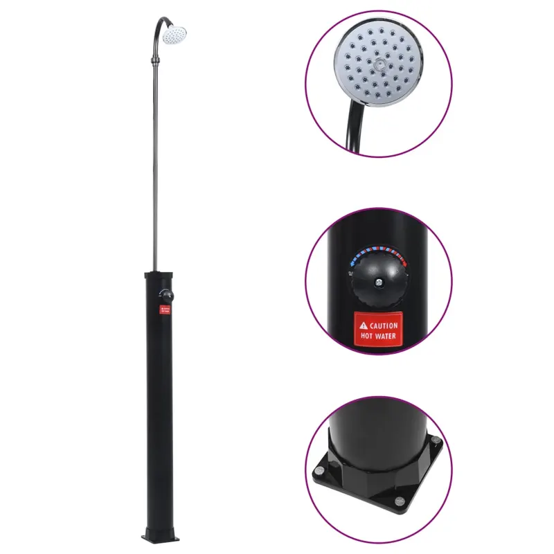 dus solar de gradina, negru, 215 cm, 8 l