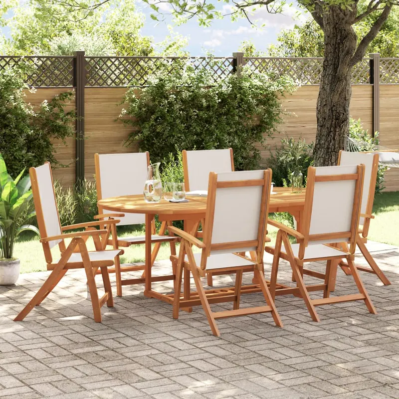 Set mobilier de gradina, 7 piese, lemn masiv acacia/textilena