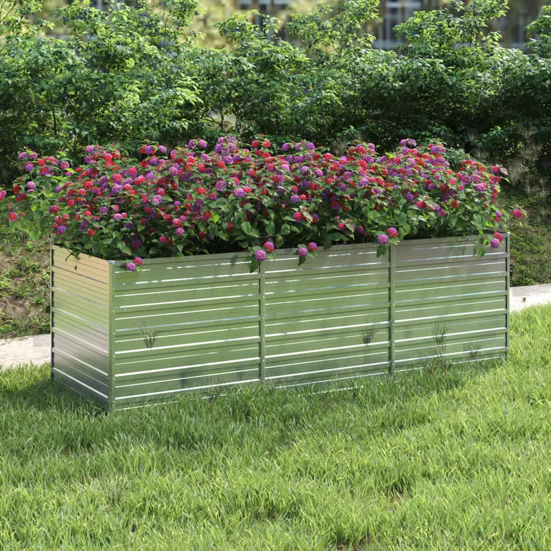 strat inaltat de gradina argintiu 240x80x77 cm otel galvanizat