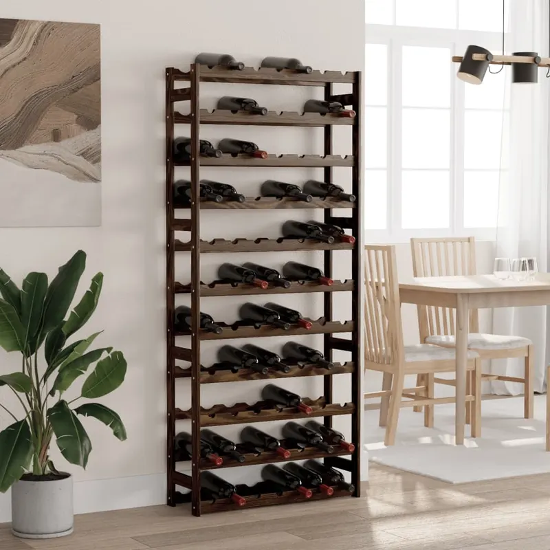 suport sticle de vin, 77 sticle, negru, lemn masiv de pin