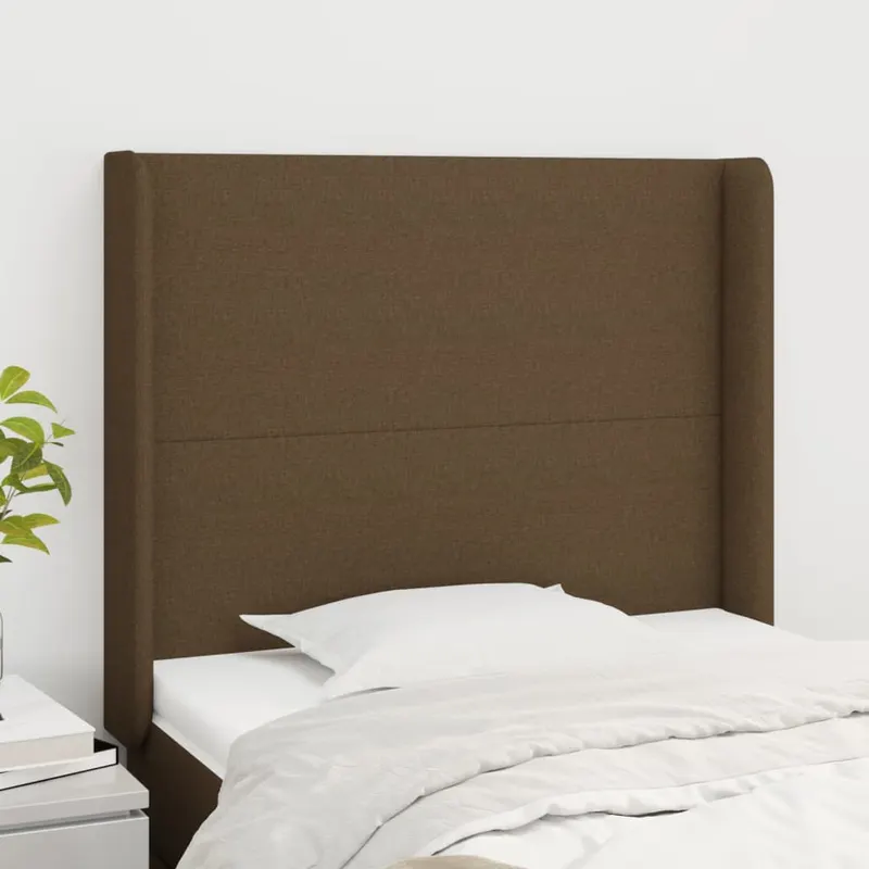 tablie de pat cu aripioare maro inchis 93x16x118/128 cm textil