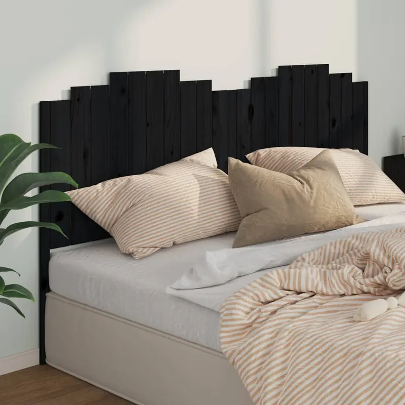tablie de pat, negru, 206x4x110 cm, lemn masiv de pin