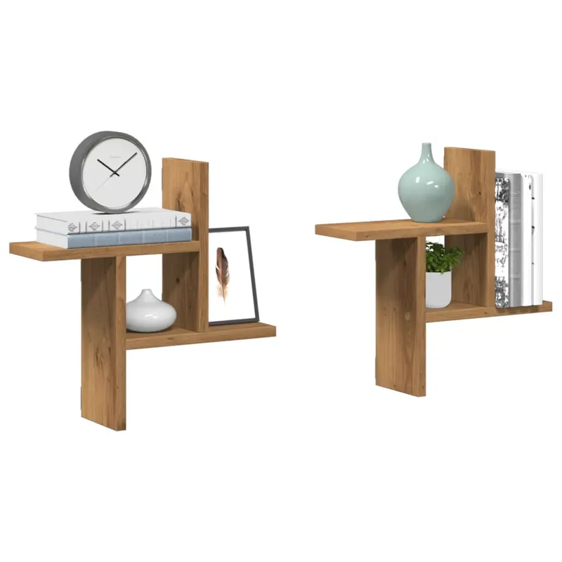 rafturi perete 2buc. stejar artizanal 38x12x38cm lemn prelucrat