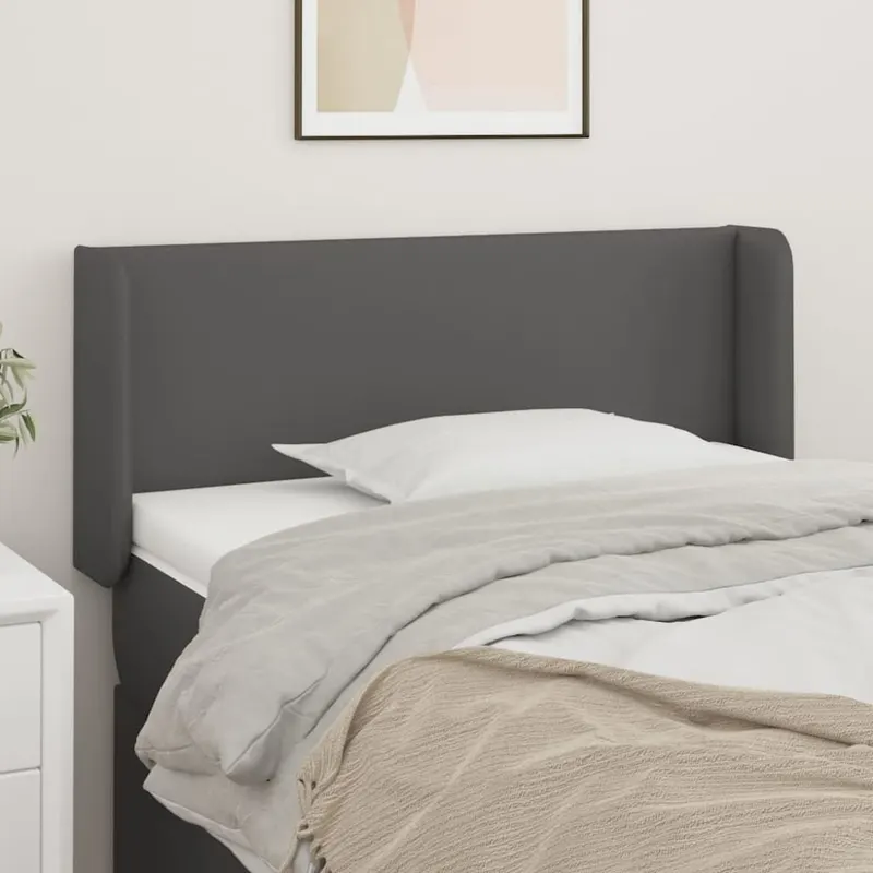 tablie de pat cu aripioare gri 83x16x78/88 cm piele ecologica