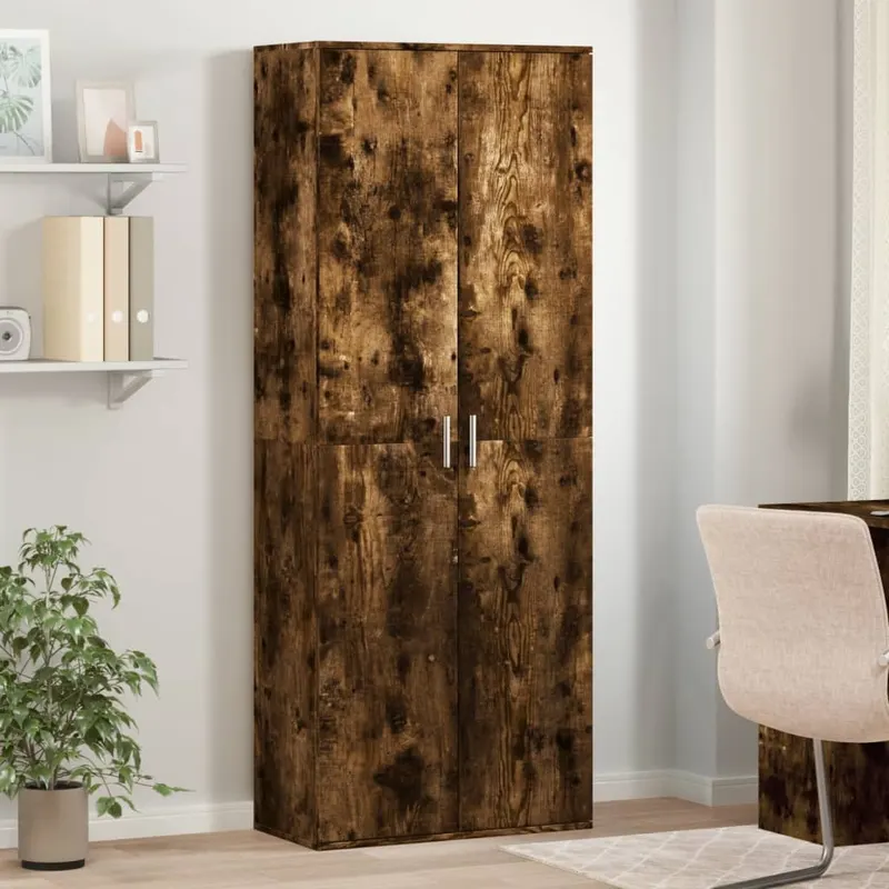 dulap inalt, stejar fumuriu, 70x35x180 cm, lemn prelucrat