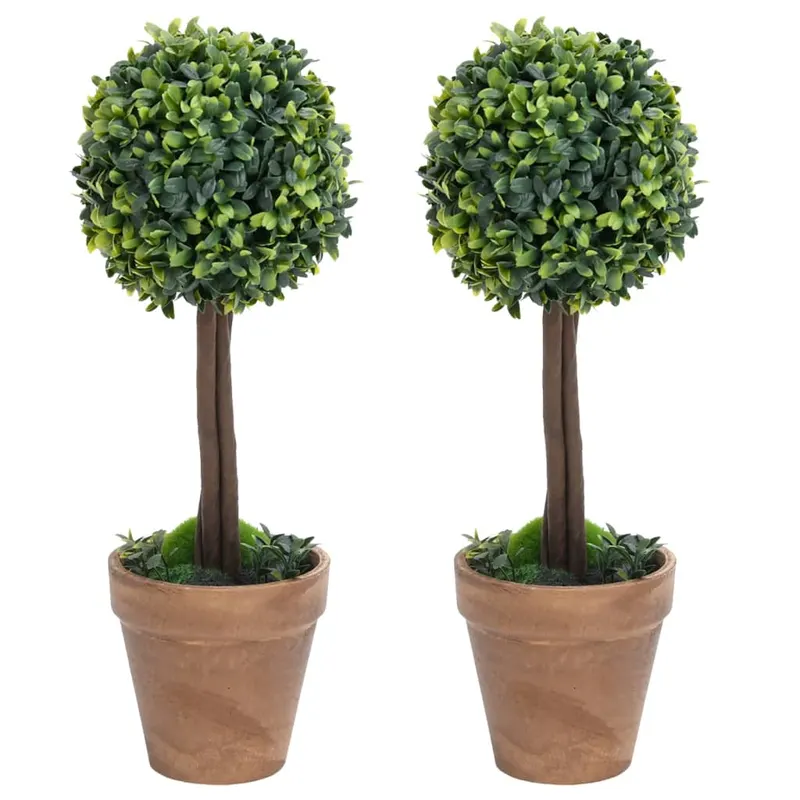 plante artificiale cimisir cu ghiveci, 2 buc. verde 33 cm minge
