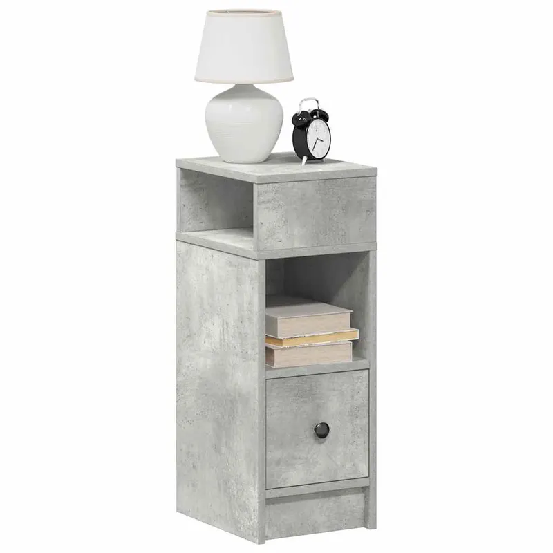 noptiera cu sertar gri beton 25x31x66 cm