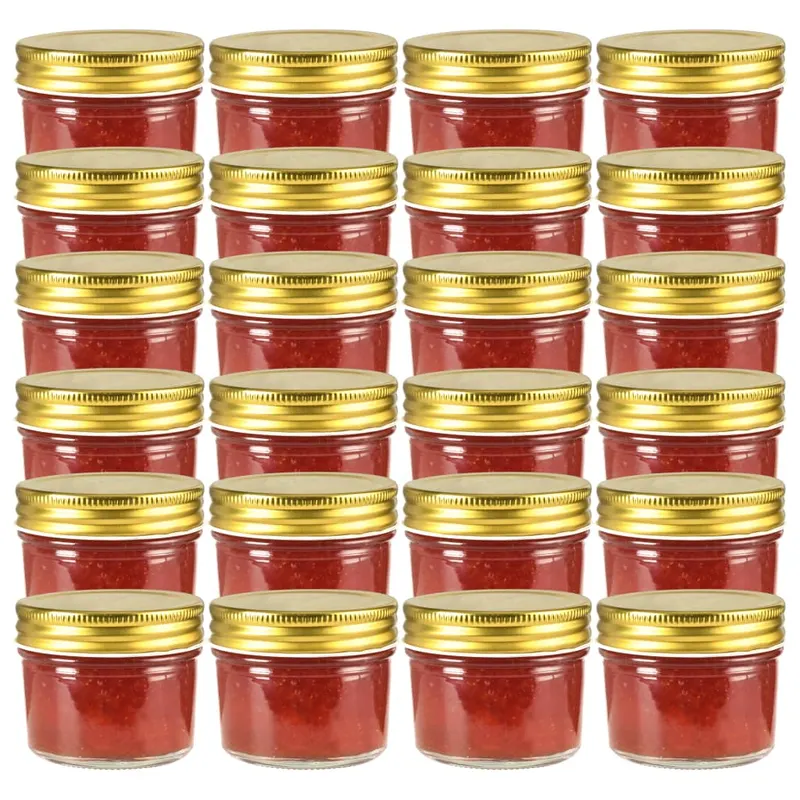 Borcane din sticla pentru gem cu capac auriu 24 buc. 110 ml