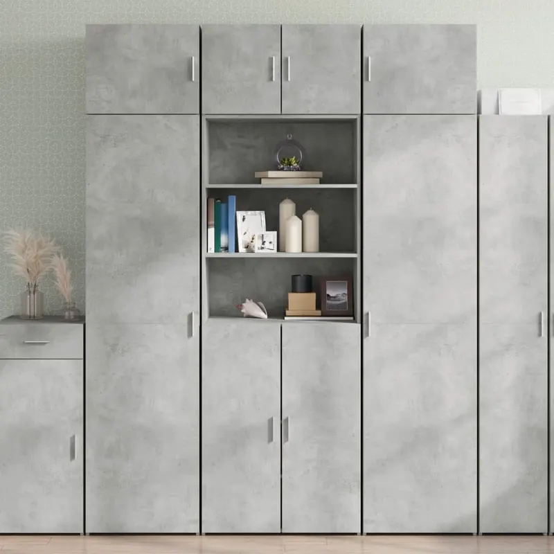 dulap de depozitare, gri beton, 70x42,5x225 cm, lemn prelucrat