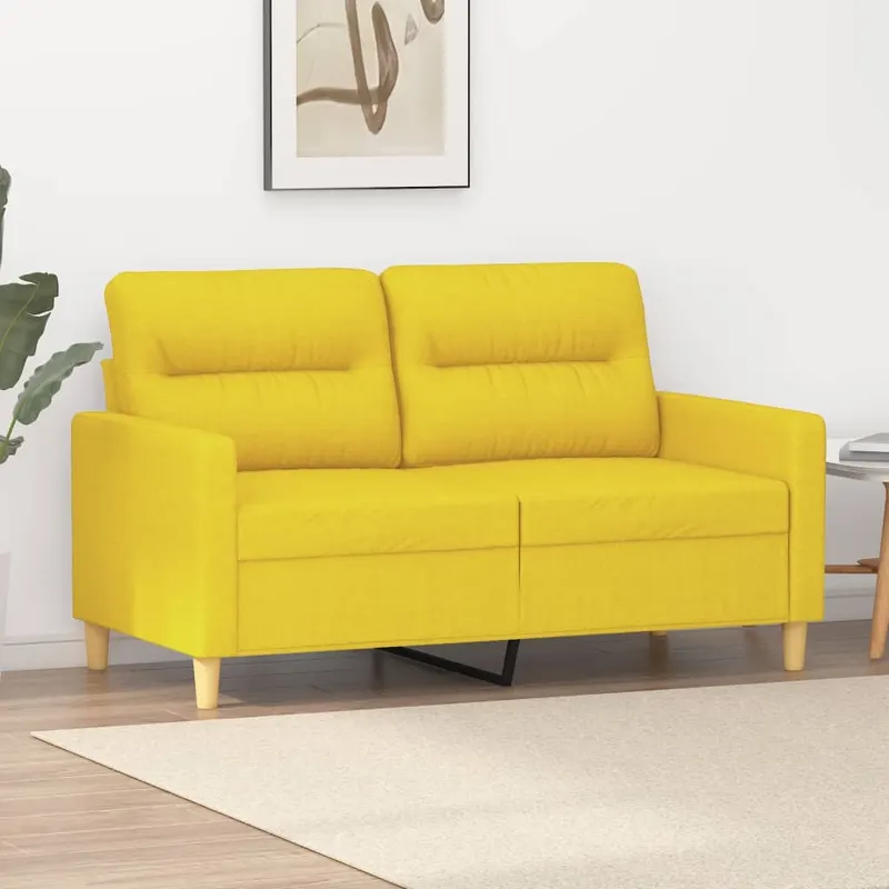 canapea cu 2 locuri, galben deschis, 120 cm, material textil