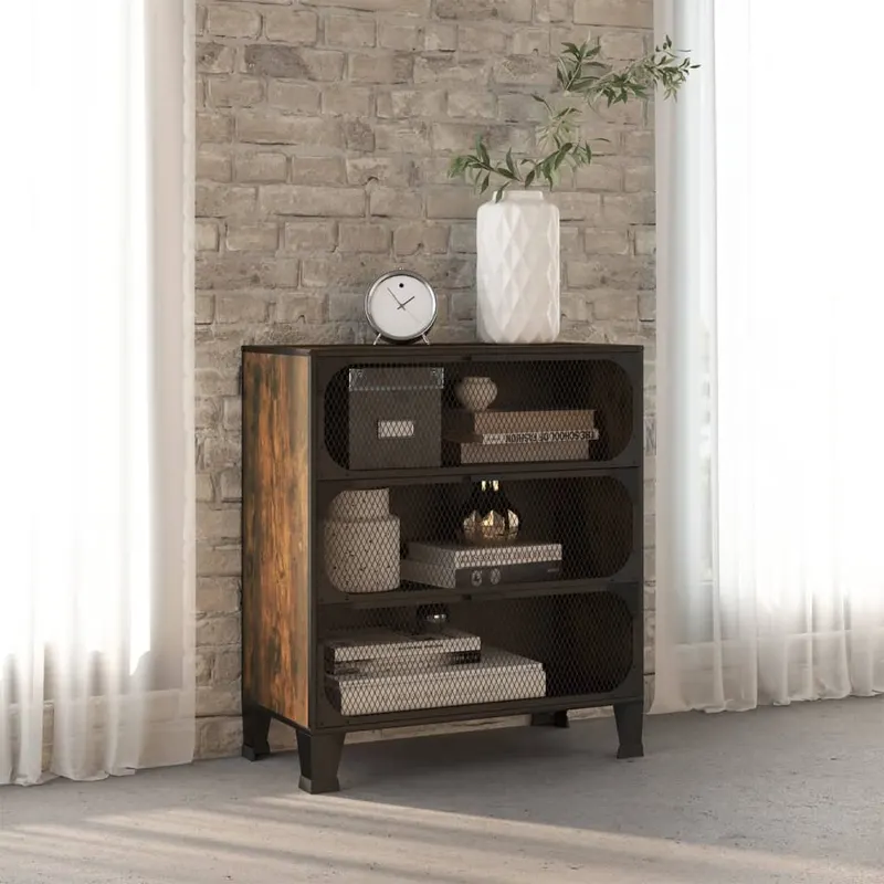 dulap de depozitare ,maro rustic,72x36x82cm,metal si mdf