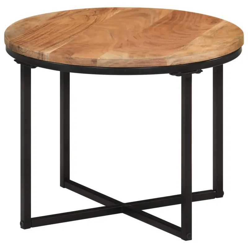 masuta de cafea, 45x45x35 cm, lemn masiv de acacia si fier