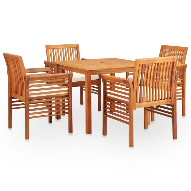 set mobilier de exterior cu perne 5 piese lemn masiv de acacia