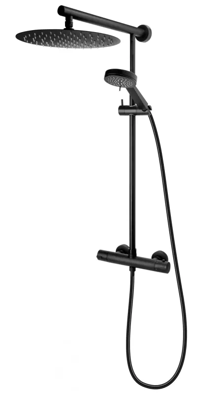 Sistem de dus FDesign Anima FD5-ANA-7U-22, 1 2 , aparent, termostat, 300 mm, 1 pulverizare, anti-calcar, mat, negru