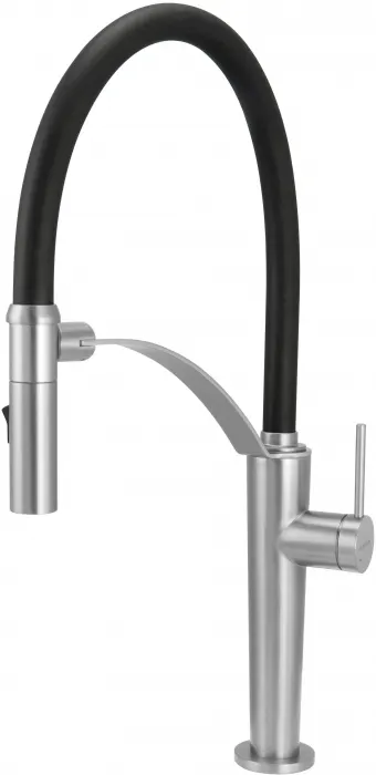 Baterie pentru chiuveta bucatarie, otel, cap mixer, pipa flexibila, 2 tipuri de jet, Deante Corda