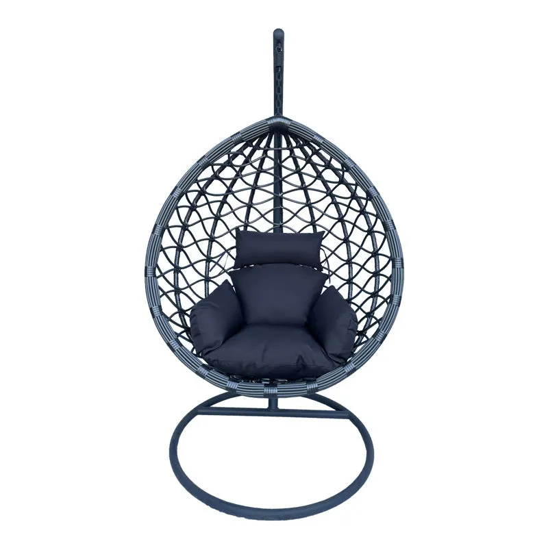 Cuib de leagan Lyere, Metal si ratan PE, 120x108x195 cm - Gri