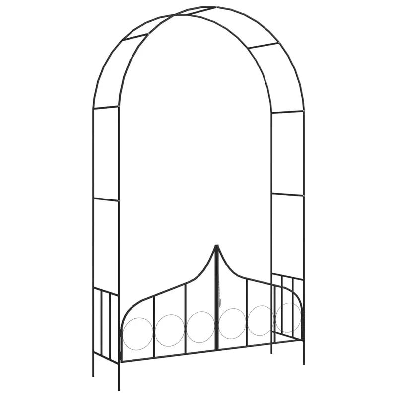 arcada de gradina cu poarta, negru, 138 x 40 x 238 cm, fier