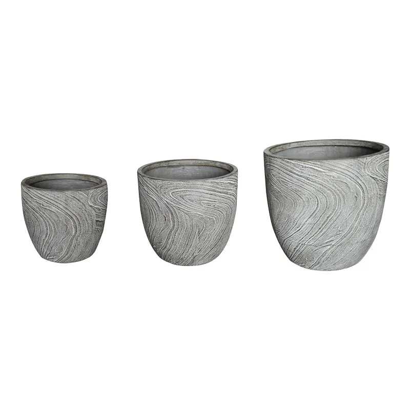 Set 3 ghivece decorative Anthea, design antic, ceramică, pentru o notă vintage în grădina ta, gri antic, 45x45x44 cm - Gri