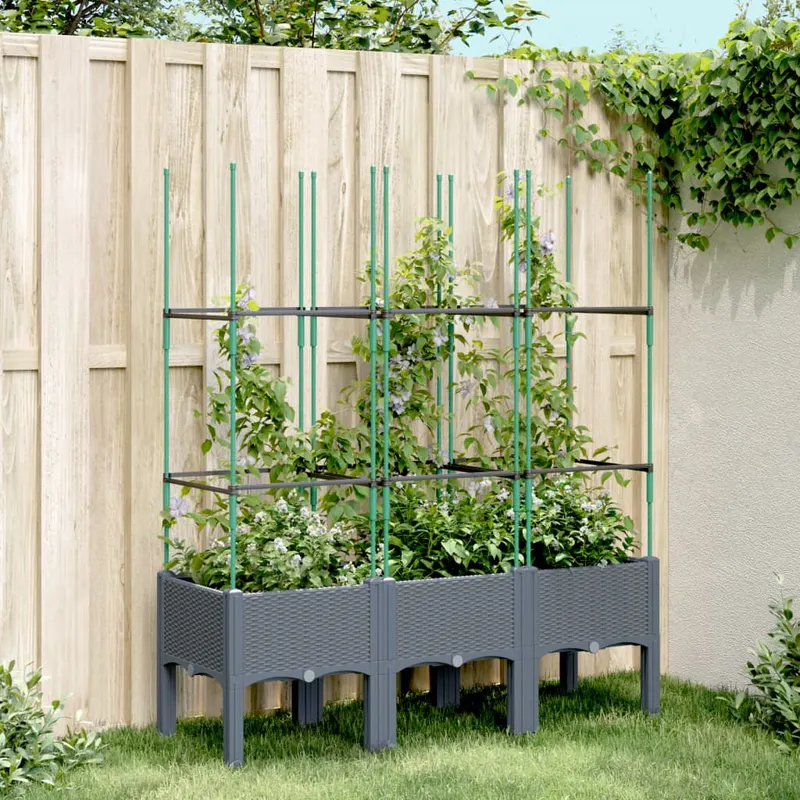 jardiniera de gradina cu spalier, gri, 120x40x142,5 cm, pp