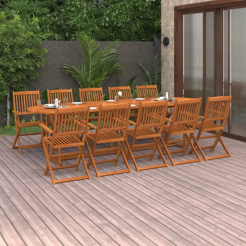 set mobilier de gradina 11 piese 280x90x75cm, lemn masiv acacia