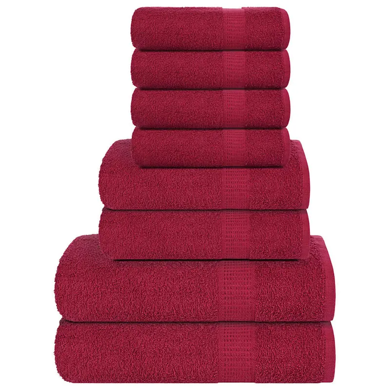 set prosoape 8 piese bordeaux 360 g/m2 100% bumbac