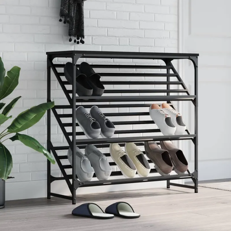 suport pantofi, negru, 90x30x85 cm, lemn prelucrat