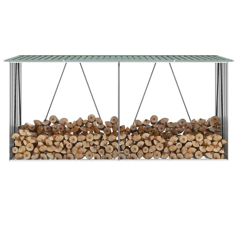 sopron depozitare lemne, verde, 330x84x152 cm, otel galvanizat