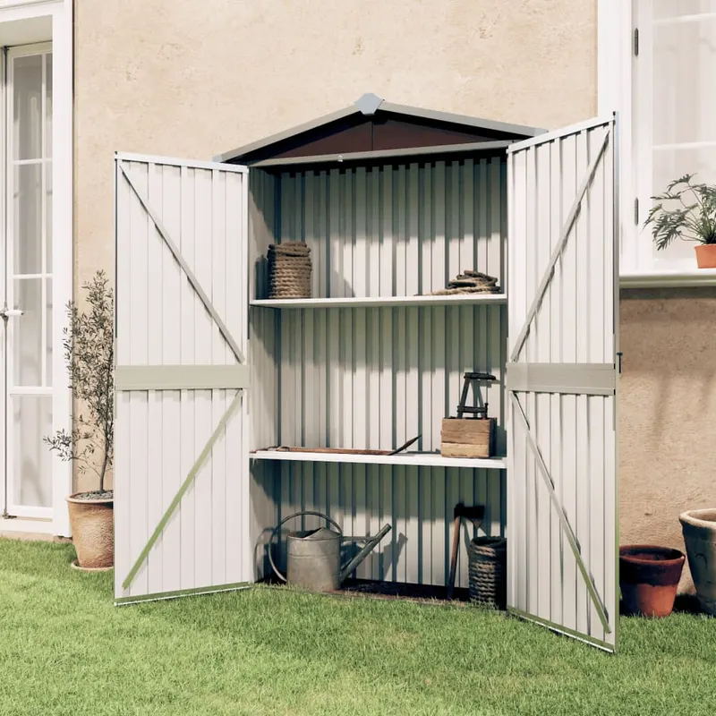 Sopron de gradina, maro, 116x45x175 cm, otel galvanizat