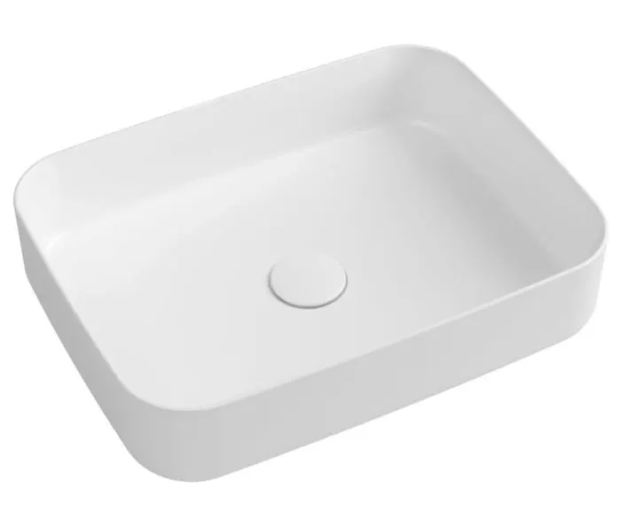 Lavoar cu montare pe blat 50x36 cm, dreptunghiular, alb lucios, Isvea Infinity